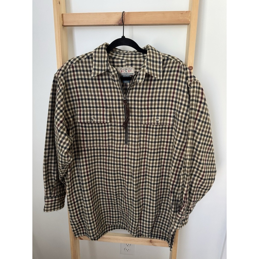 Vintage 90's EXPRESS EXP Plaid 1/4 Zip Collared Pullover Small